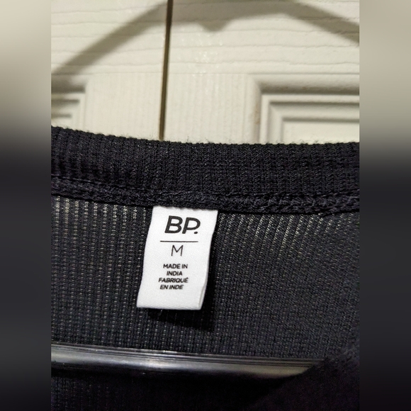 BP NWT Black Long Sleeve Ribbed Sheer Shirt Size Medium - Picture 2 of 8